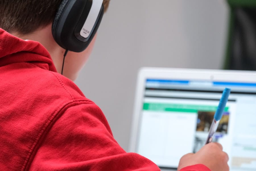 Person learning remotely